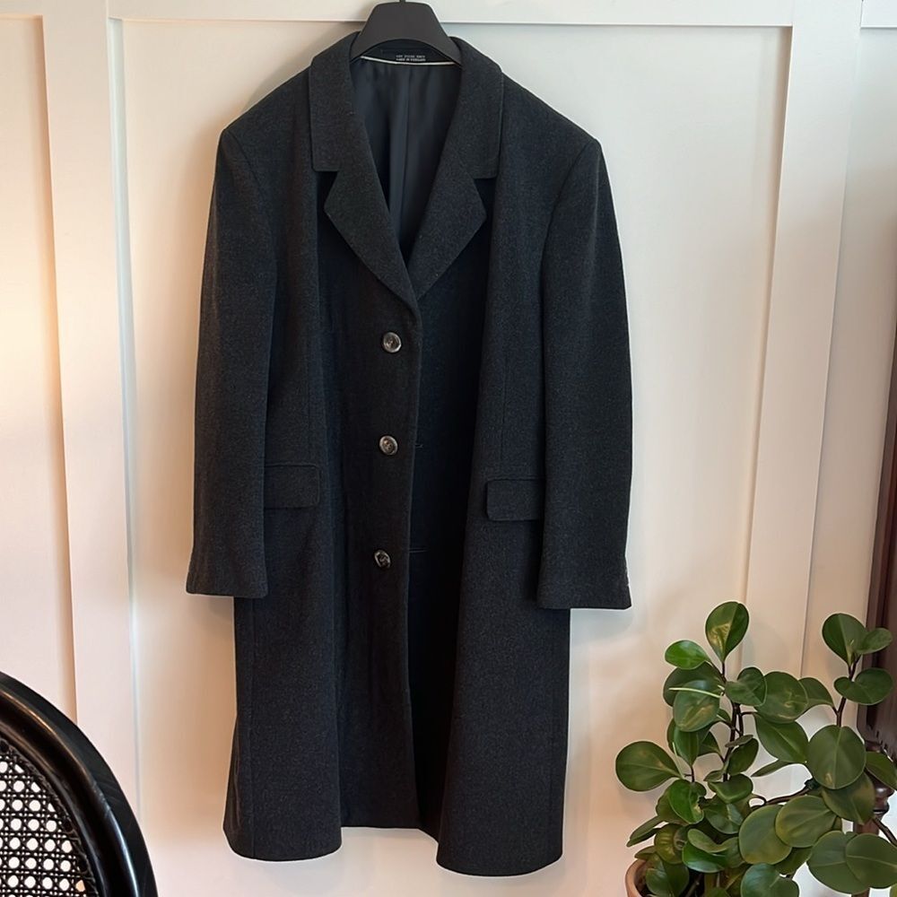 JELLER Vintage 100% cashmere coat long length pockets button up made in Hungary